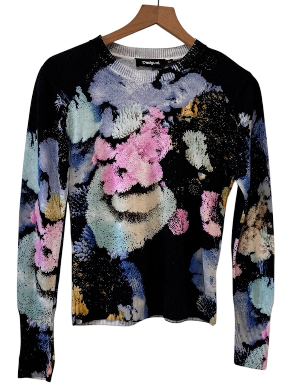 DESIGUAL nenufar lacroix print sweater in space blue